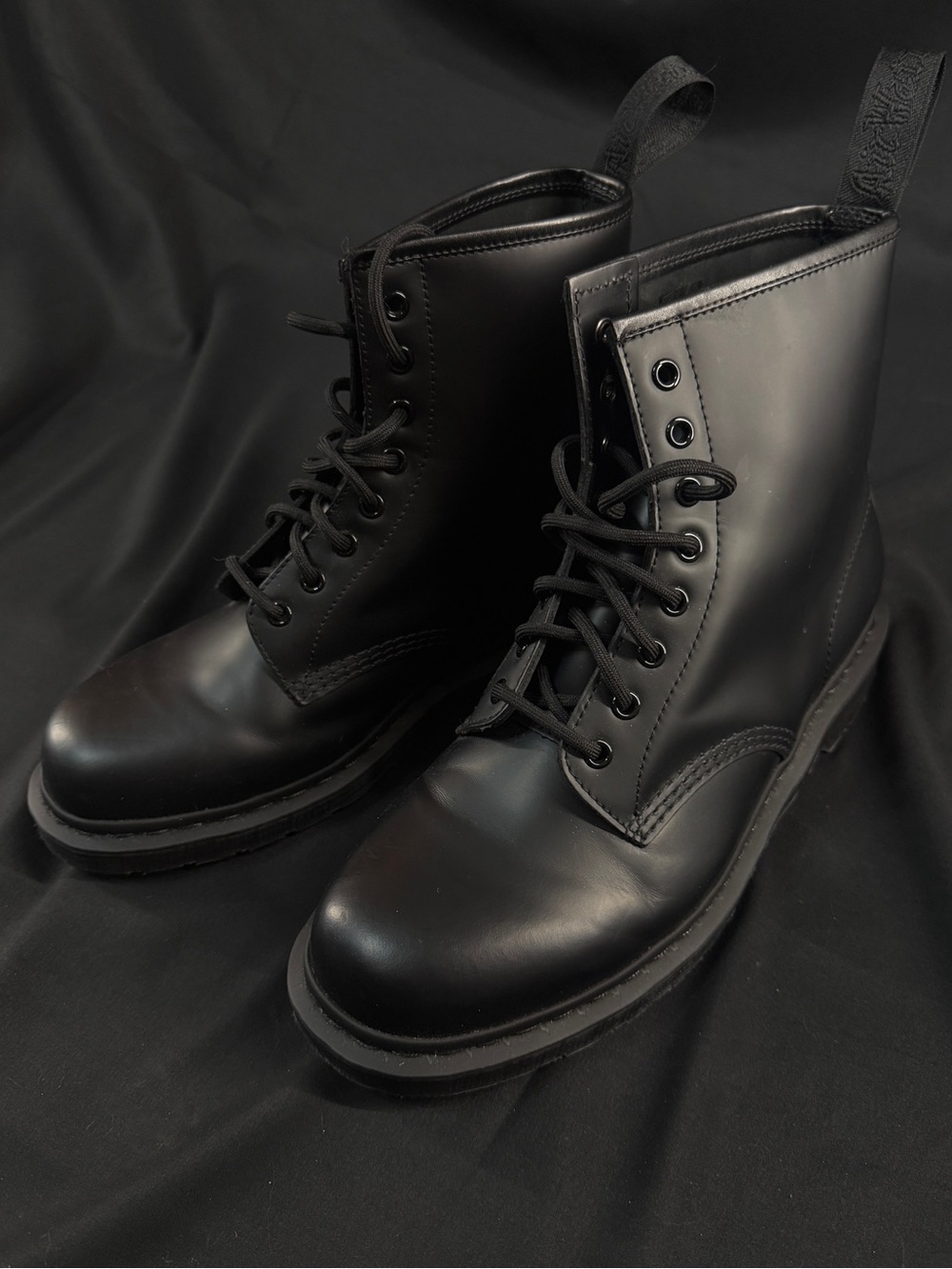 Dr Martens Men's Black Lace-Up Synthetic Boots (not leather)